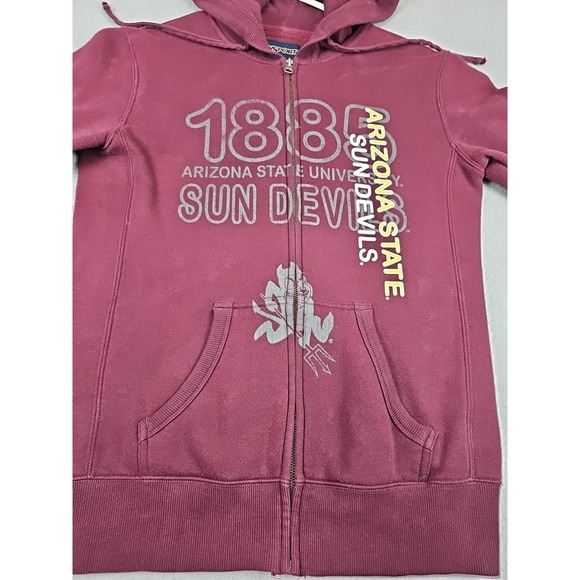 Jansport ASU Arizona State Sun Devils Maroon Full Zip Hoodie Women's Size Large - Picture 4 of 7